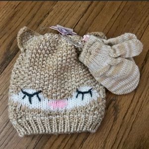 Girls Knitted Hat & Gloves Set